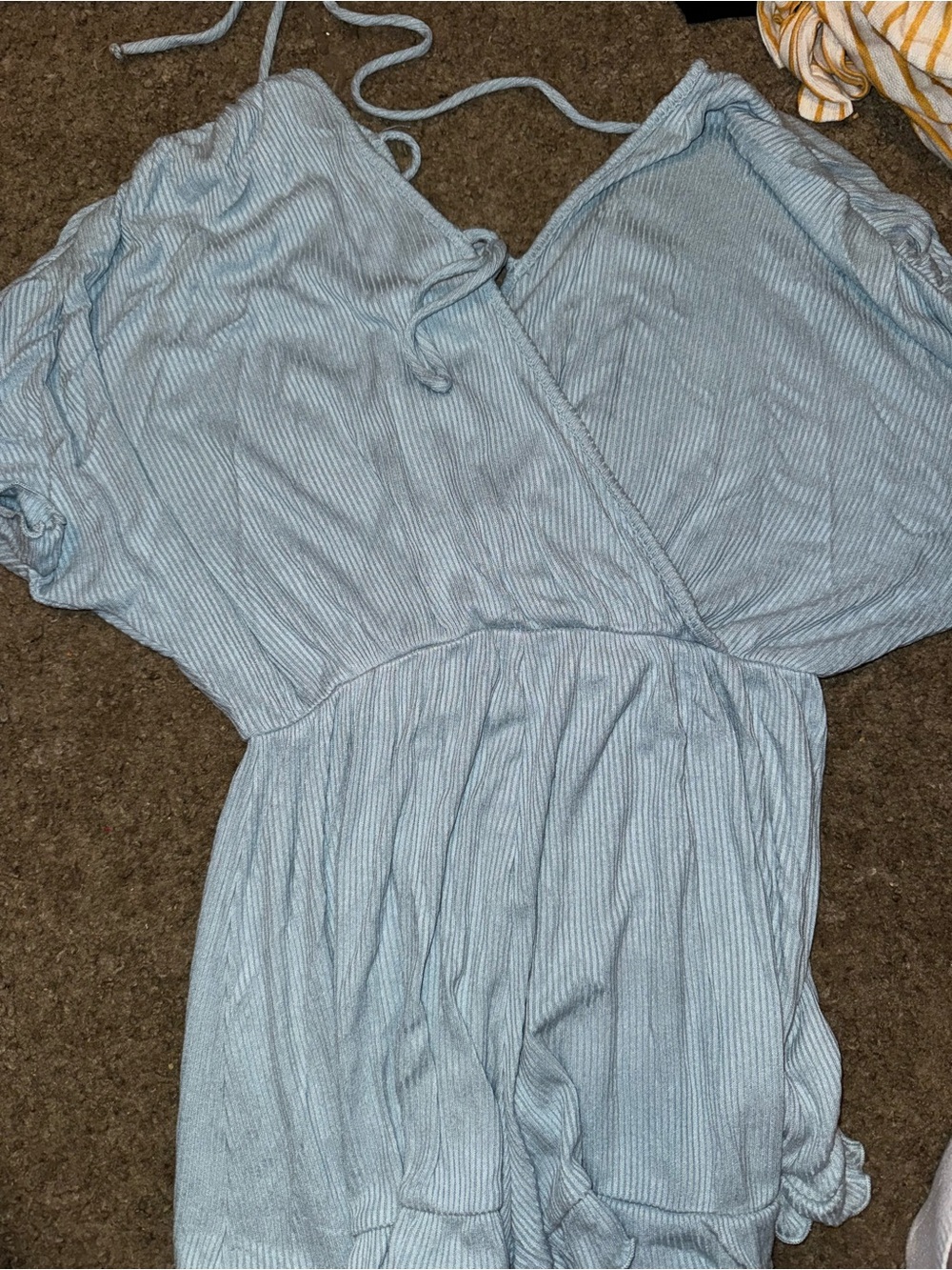 Pink Lily Light Blue Ribbed Romper